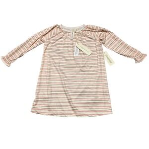 Copper Key Nightgown Girls 4 Pink Striped Long Sleeve Ruffle Flame Resistant NWT
